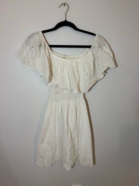 love J White Eyelet Off-Shoulder Mini Dress